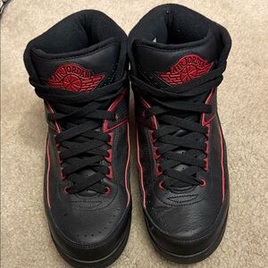 Jordan Men’s Black and Red High-Top Sneakers